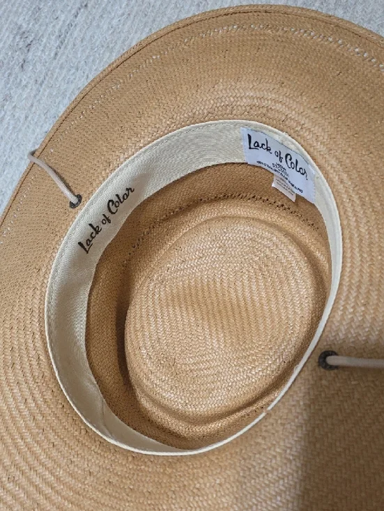 Straw Wide-Brim Boater Hat in Natural - Picture 5 of 8